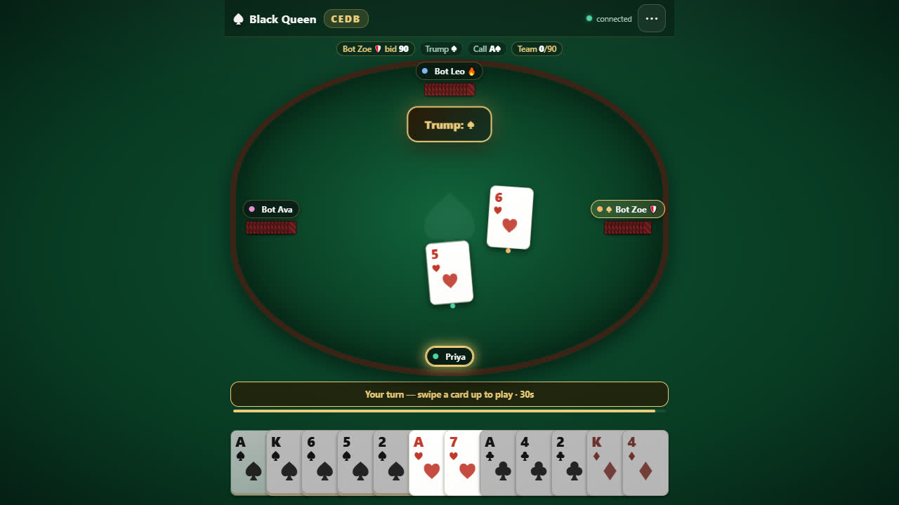 Choosing trump and playing a trick
